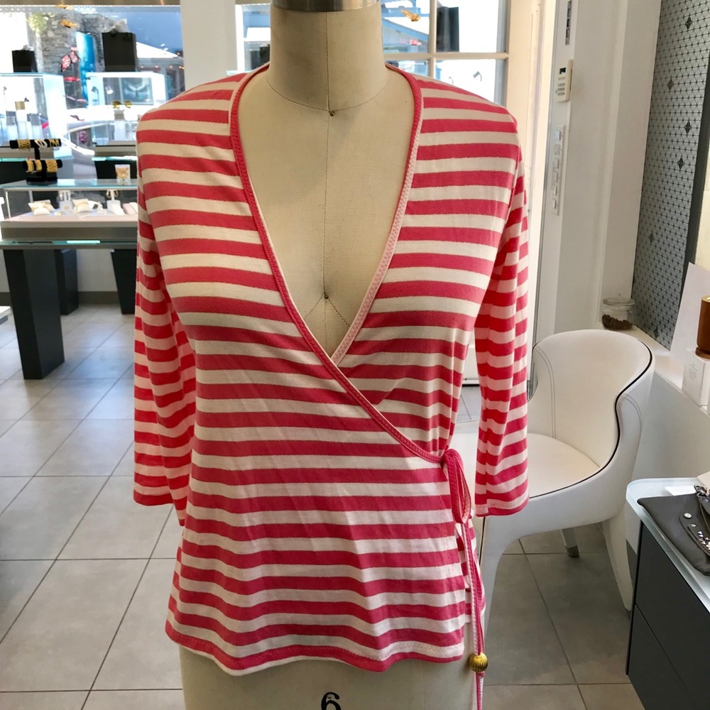 NWT Ella Moss Striped Wrap Top Size M